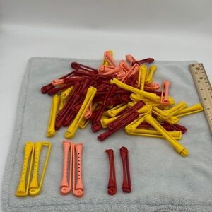 Vintage Swing Arm Perm Rods—Large to Medium (Yellow, Pink, Red) Total 75 Rods
